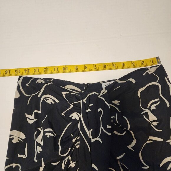 Zara sz L women skirt Black front knot face silhouette pattern - Picture 7 of 10